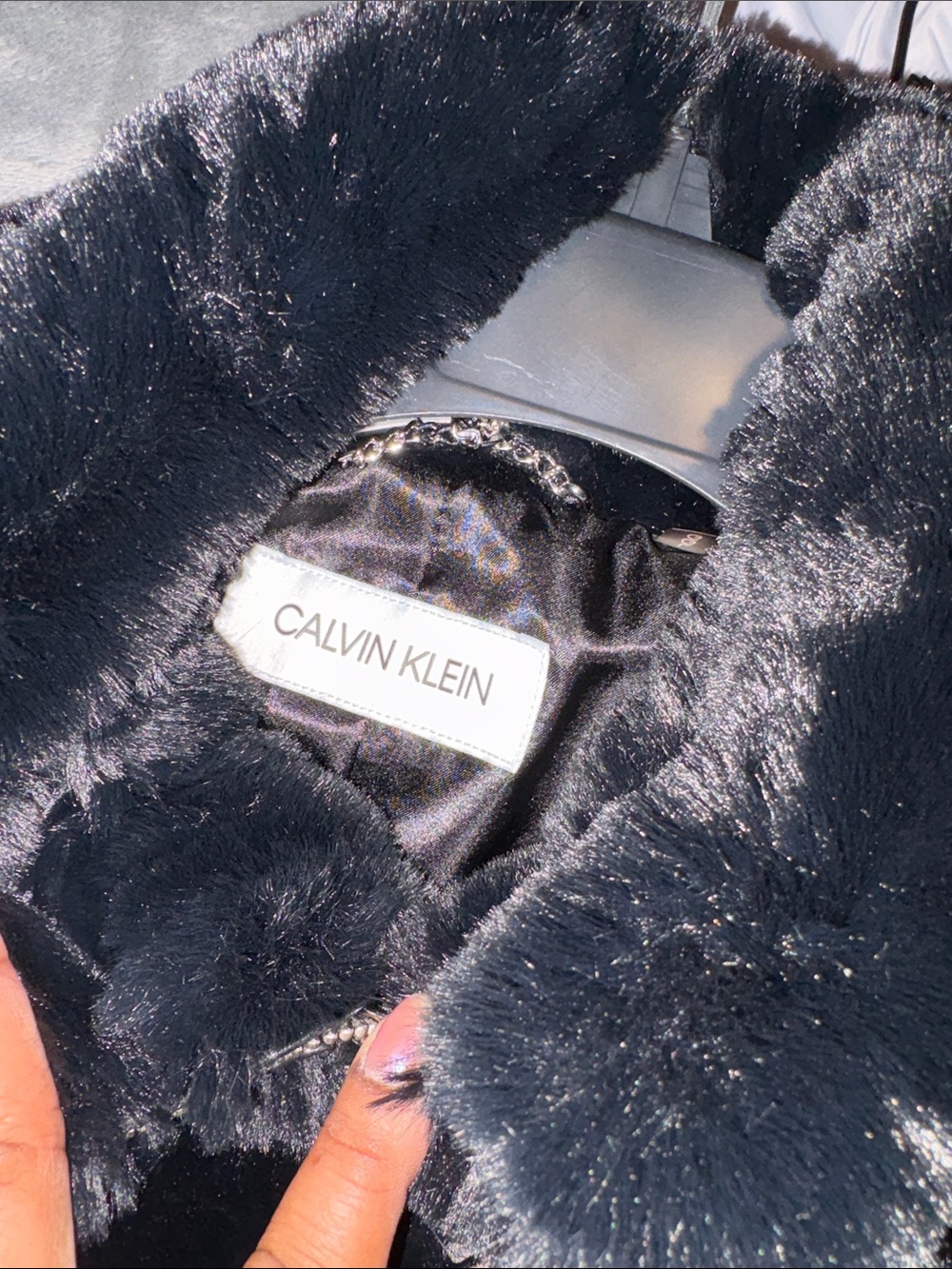 Calvin Klein Black Faux Fur Teddy Jacket - Picture 4 of 8